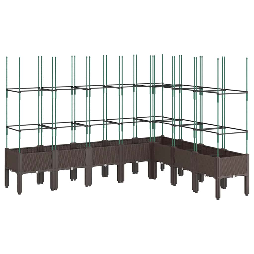 Ζαρντινιέρα Κήπου με Καφασωτό Καφέ 200 x 160 x 142,5 εκ. από PP - Pakobazaar
