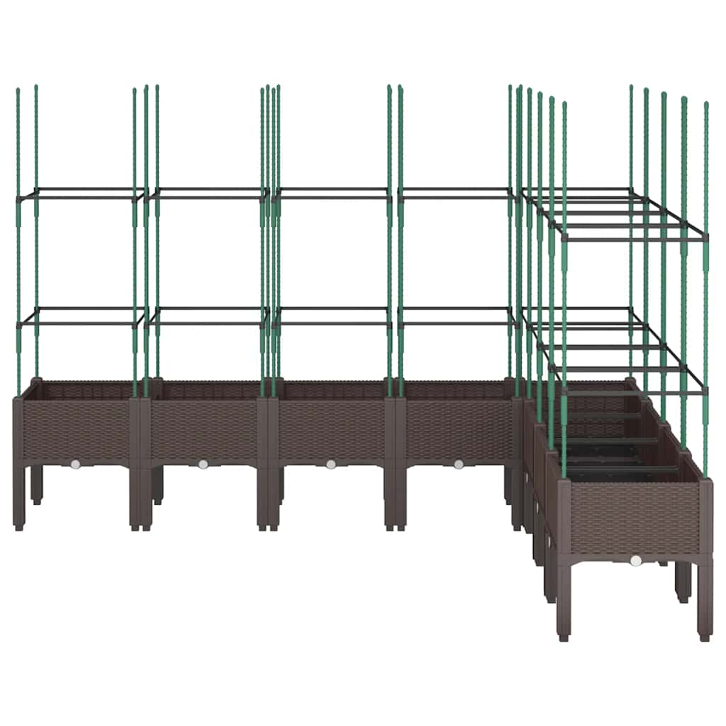Ζαρντινιέρα Κήπου με Καφασωτό Καφέ 200 x 160 x 142,5 εκ. από PP - Pakobazaar