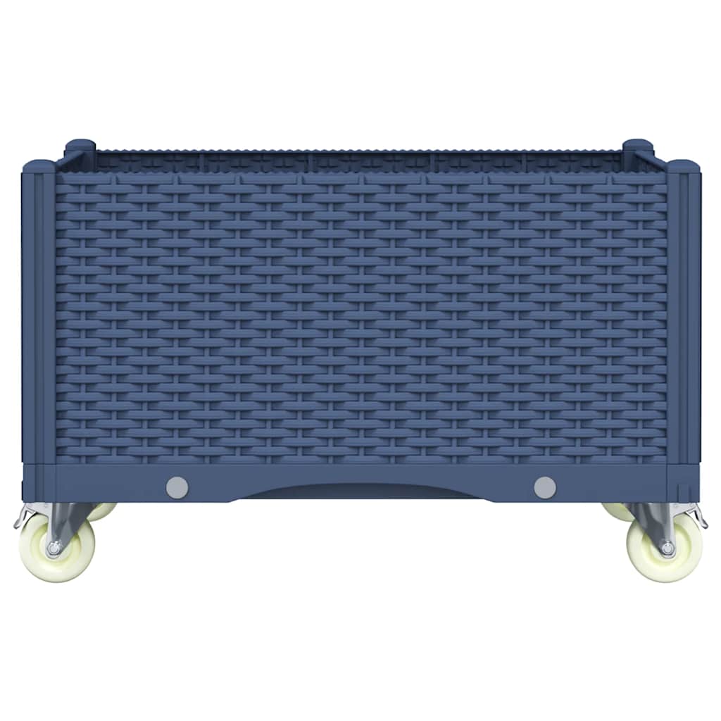 Ζαρντινιέρα Κήπου με Ροδάκια Μπλε Γκρι 80x50x54 εκ. Πολυπροπυλένιο