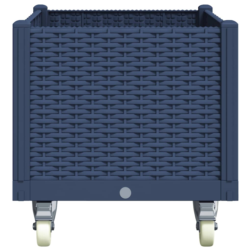 Ζαρντινιέρα Κήπου με Ροδάκια Μπλε Γκρι 80x50x54 εκ. Πολυπροπυλένιο