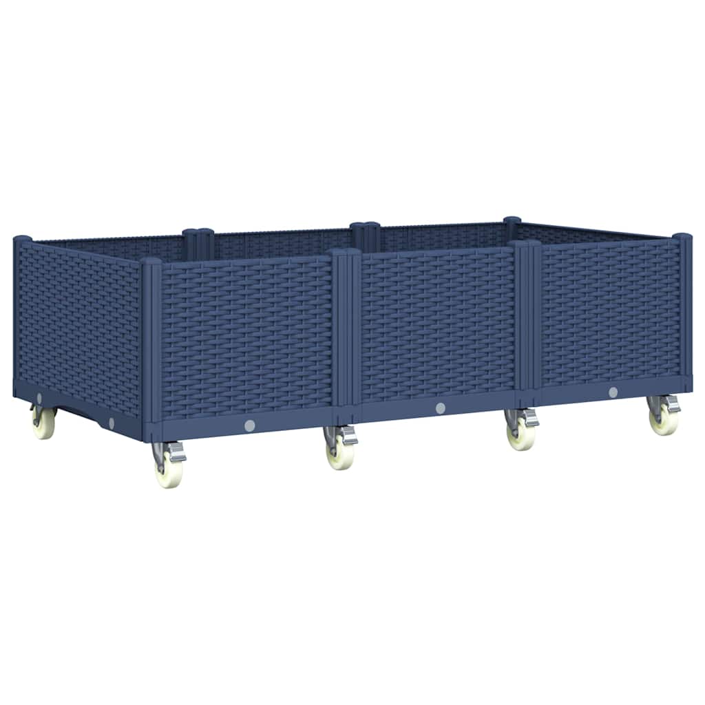 Ζαρντινιέρα Κήπου με Πόδια Μπλε Γκρι 150x80x54 εκ. Πολυπροπυλένιο