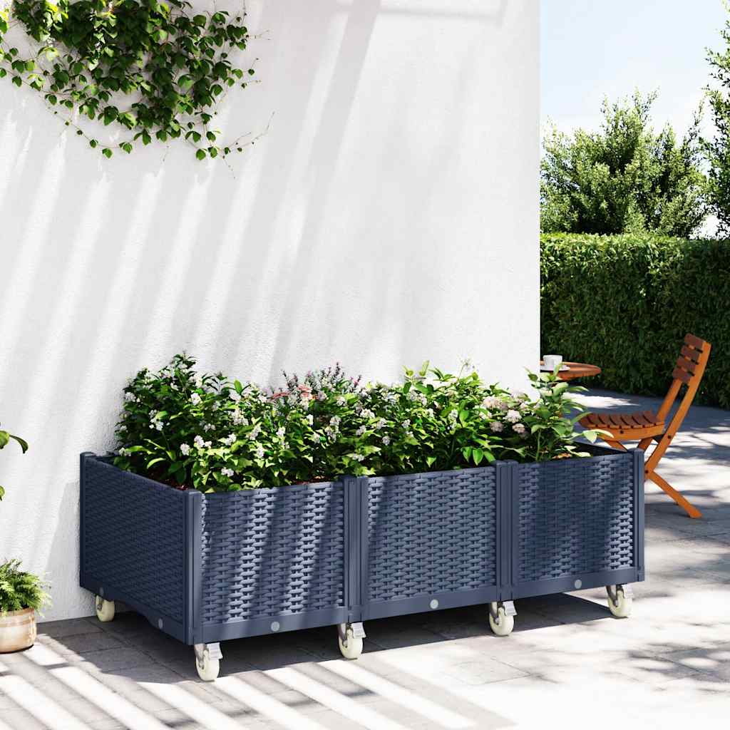 Ζαρντινιέρα Κήπου με Πόδια Μπλε Γκρι 150x80x54 εκ. Πολυπροπυλένιο