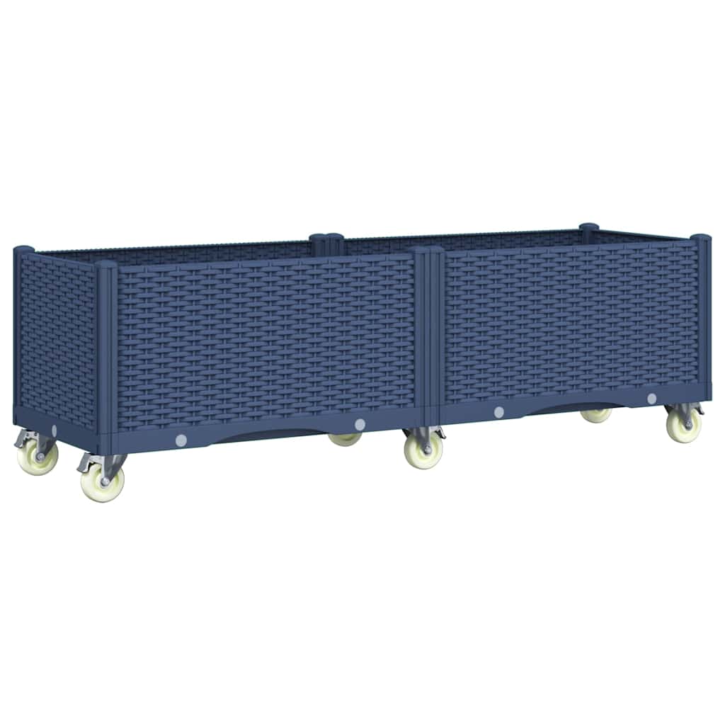 Ζαρντινιέρα Κήπου με Πόδια Μπλε Γκρι 160x50x54 εκ. Πολυπροπυλένιο