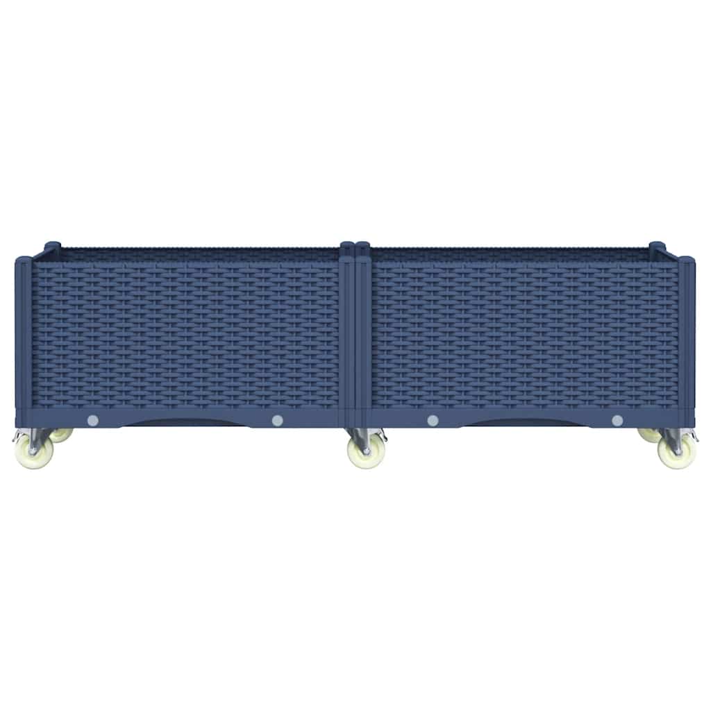 Ζαρντινιέρα Κήπου με Πόδια Μπλε Γκρι 160x50x54 εκ. Πολυπροπυλένιο