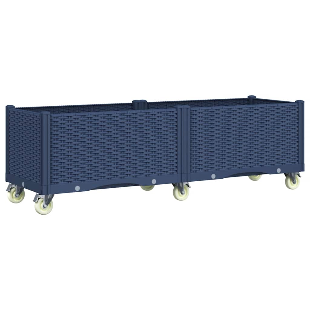 Ζαρντινιέρα Κήπου με Πόδια Μπλε Γκρι 160x50x54 εκ. Πολυπροπυλένιο