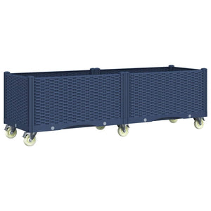 Ζαρντινιέρα Κήπου με Πόδια Μπλε Γκρι 160x50x54 εκ. Πολυπροπυλένιο