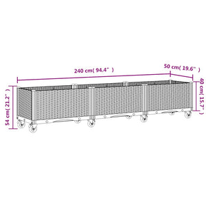 Ζαρντινιέρα Κήπου με Πόδια Μπλε Γκρι 240x50x54εκ. από Πολυπροπυλένιο