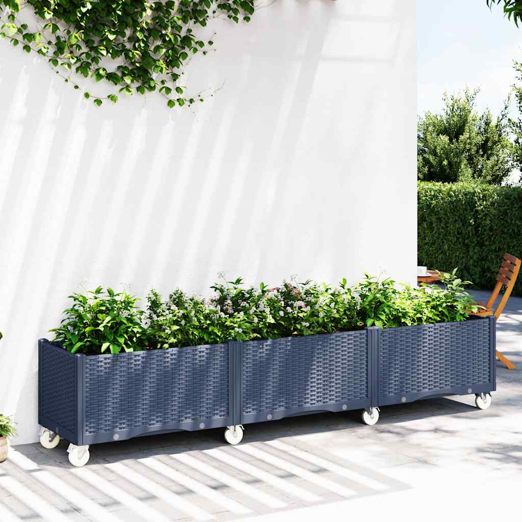 Ζαρντινιέρα Κήπου με Πόδια Μπλε Γκρι 240x50x54εκ. από Πολυπροπυλένιο