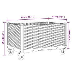 Ζαρντινιέρα Κήπου με Ροδάκια Αν. Γκρι 80x50x54εκ Πολυπροπυλένιο - Pakobazaar