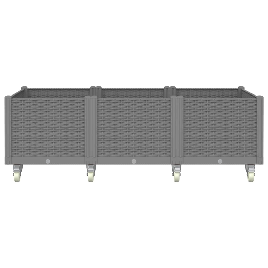 Ζαρντινιέρα Κήπου με Ροδάκια Αν.Γκρι 150x80x54εκ Πολυπροπυλένιο