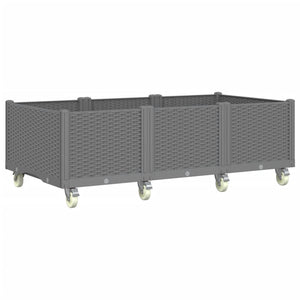 Ζαρντινιέρα Κήπου με Ροδάκια Αν.Γκρι 150x80x54εκ Πολυπροπυλένιο