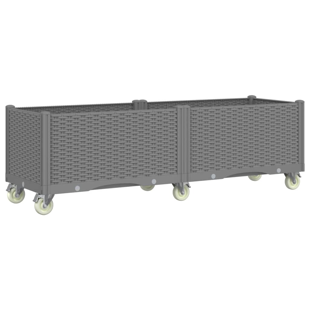 Ζαρντινιέρα Κήπου με Ροδάκια Αν.Γκρι 160x50x54εκ Πολυπροπυλένιο