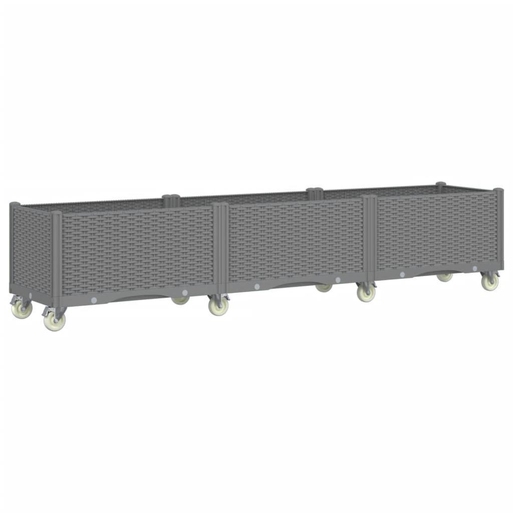 Ζαρντινιέρα Κήπου με Ροδάκια Αν.Γκρι 240x50x54εκ Πολυπροπυλένιο