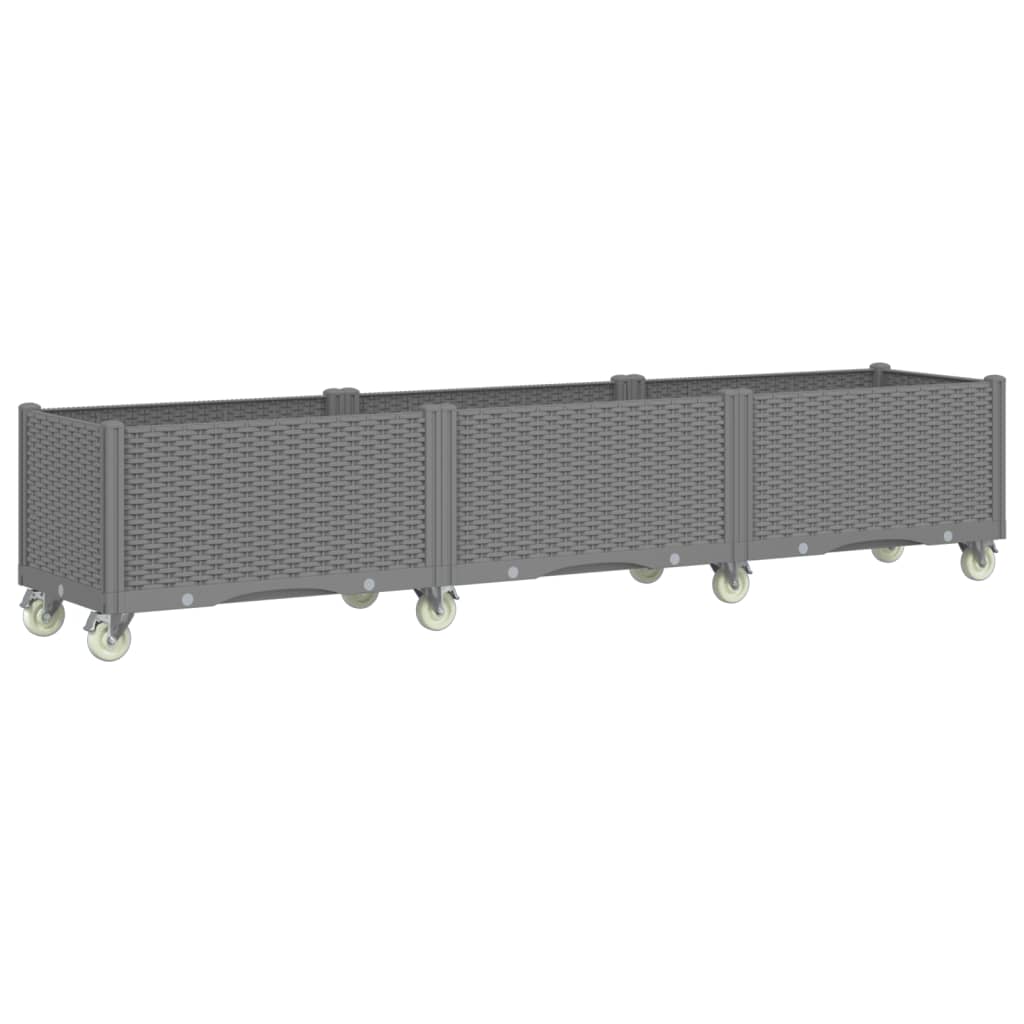 Ζαρντινιέρα Κήπου με Ροδάκια Αν.Γκρι 240x50x54εκ Πολυπροπυλένιο