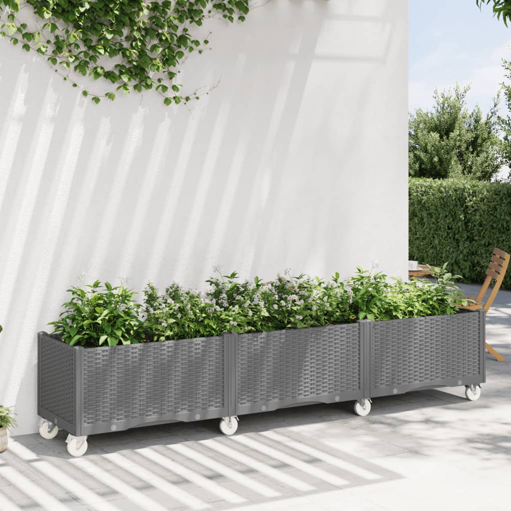 Ζαρντινιέρα Κήπου με Ροδάκια Αν.Γκρι 240x50x54εκ Πολυπροπυλένιο