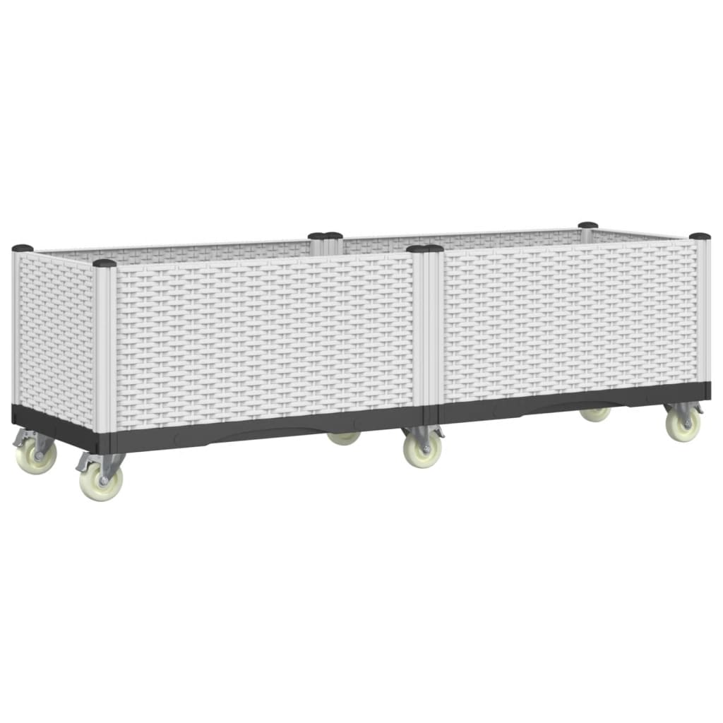Ζαρντινιέρα Κήπου με Ροδάκια Λευκό 160x50x54 εκ. Πολυπροπυλένιο