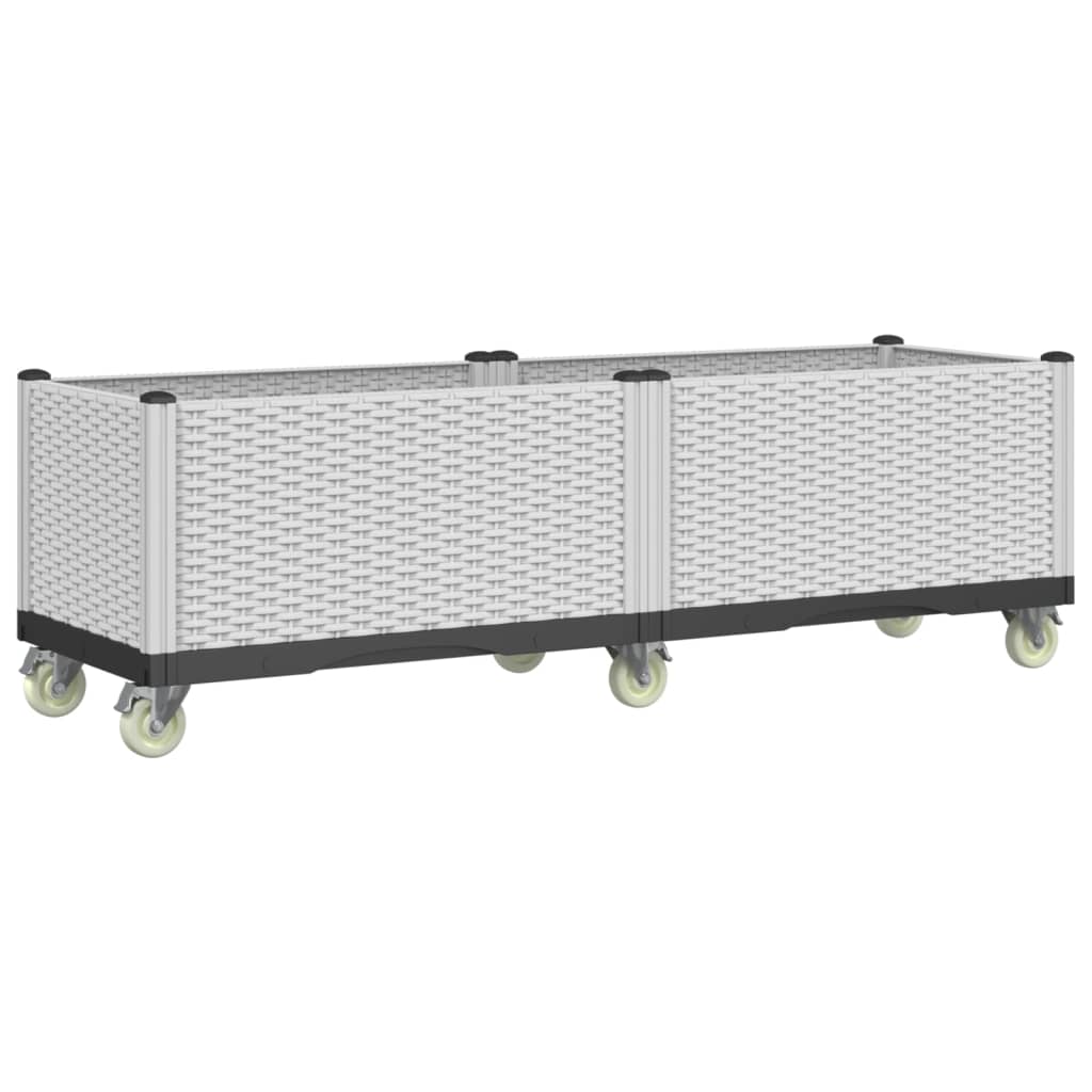 Ζαρντινιέρα Κήπου με Ροδάκια Λευκό 160x50x54 εκ. Πολυπροπυλένιο