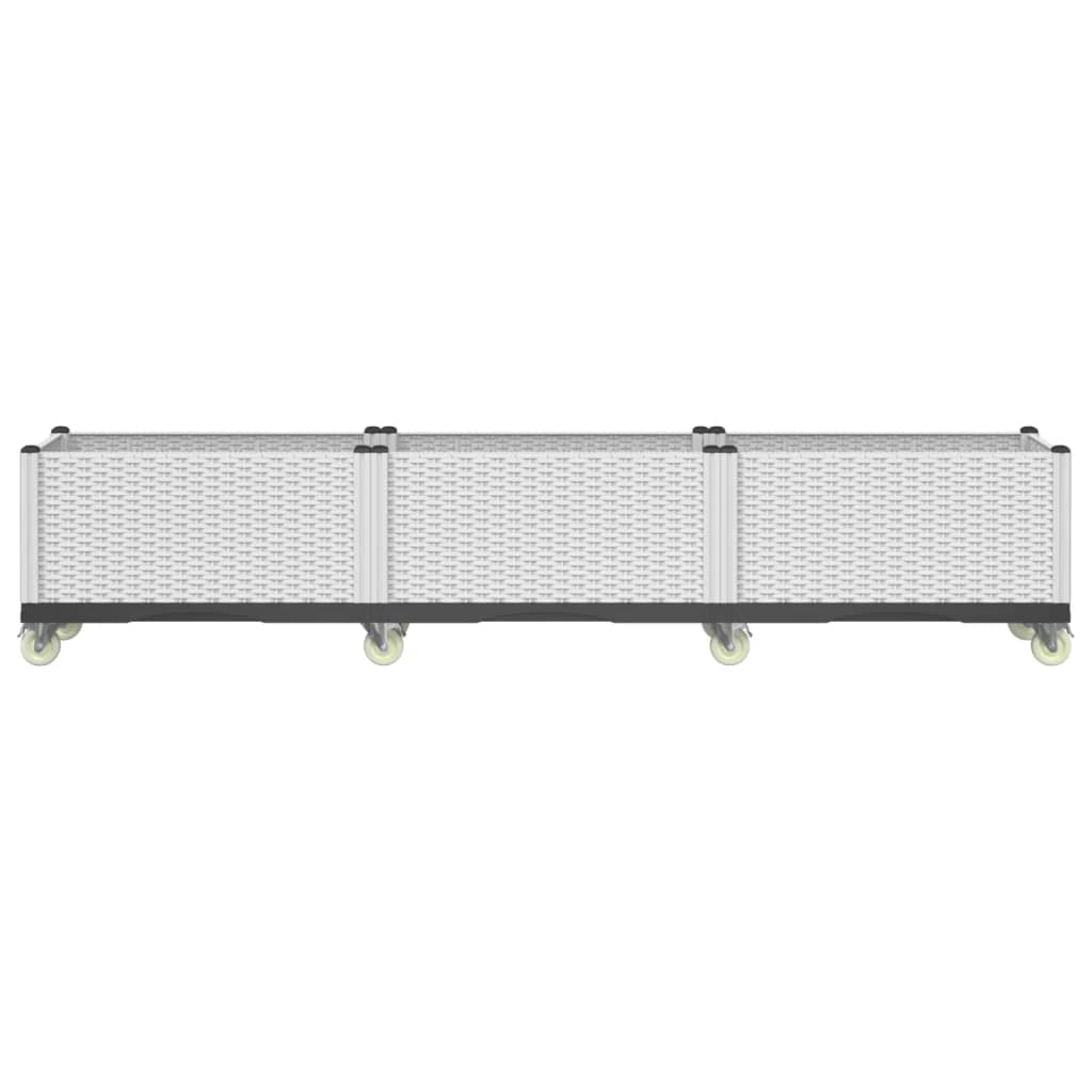 Ζαρντινιέρα Κήπου με Ροδάκια Λευκό 240x50x54 εκ. Πολυπροπυλένιο
