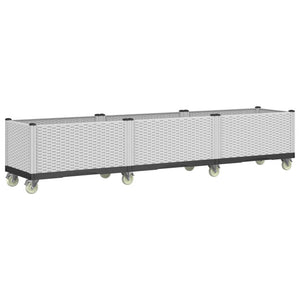 Ζαρντινιέρα Κήπου με Ροδάκια Λευκό 240x50x54 εκ. Πολυπροπυλένιο