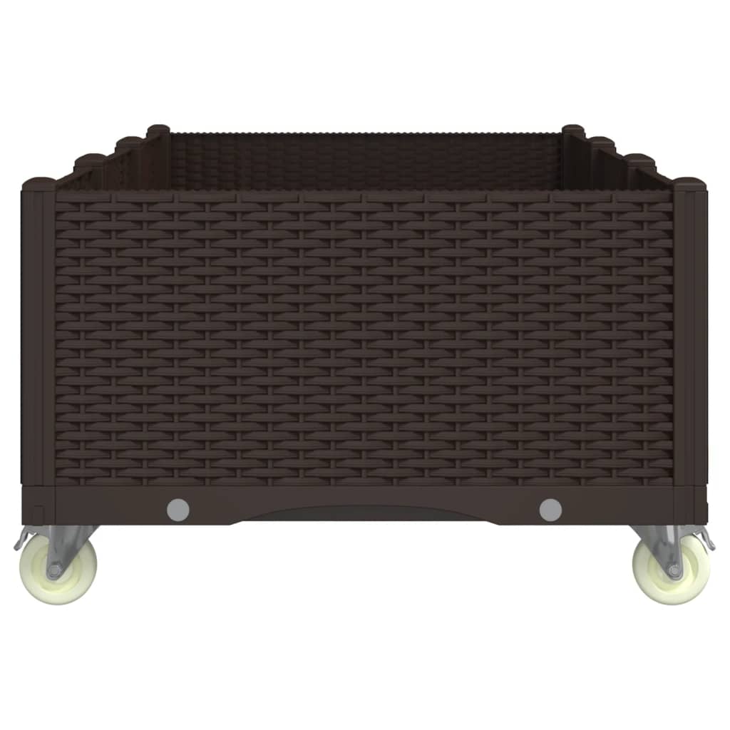 Ζαρντινιέρα Κήπου με Ροδάκια Καφέ 150x80x54εκ. Πολυπροπυλένιο