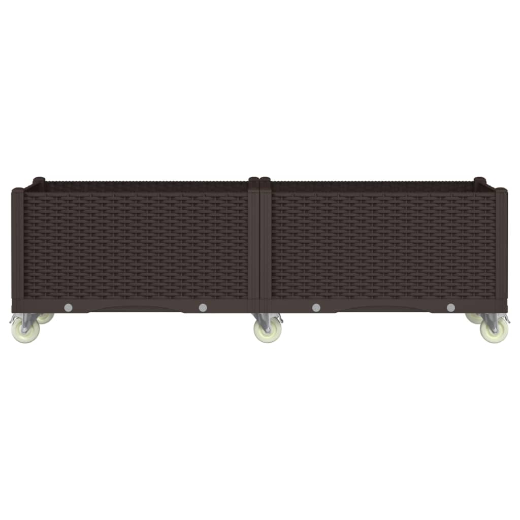 Ζαρντινιέρα Κήπου με Ροδάκια Καφέ 160x50x54 εκ. Πολυπροπυλένιο