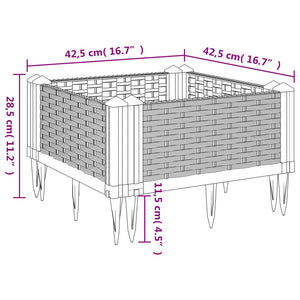 Ζαρντινιέρα με Πασσάλους Καφέ 42,5x42,5x28,5 εκ. Πολυπροπυλένιο
