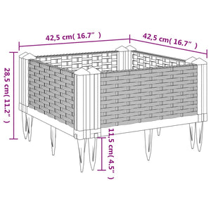 Ζαρντινιέρα με Πασσάλους Μαύρη 42,5x42,5x28,5 εκ Πολυπροπυλένιο