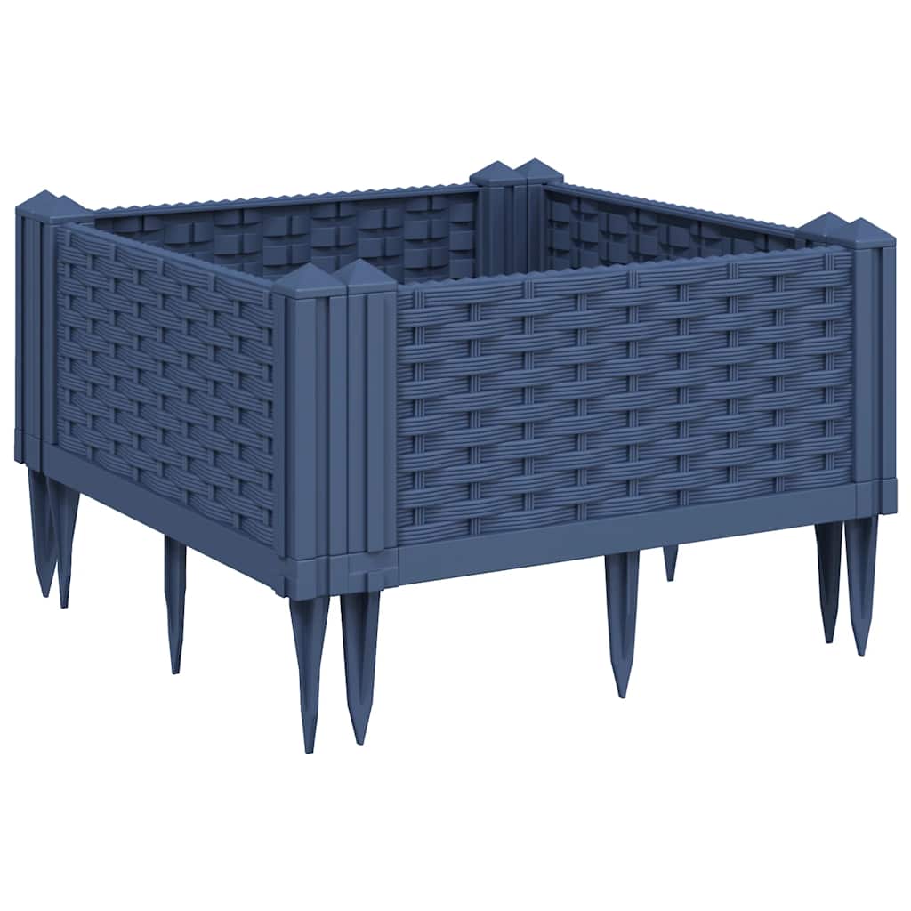 Ζαρντινιέρα με Πασσάλους Μπλε Γκρι 42,5x42,5x28,5 εκ. Πολυπροπυλένιο