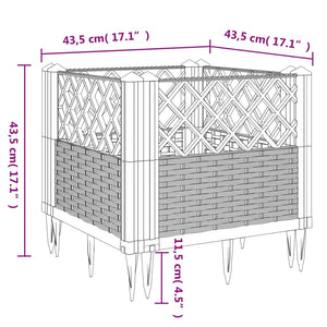Ζαρντινιέρα με Πασσάλους Καφέ 43,5x43,5x43,5 εκ. Πολυπροπυλένιο