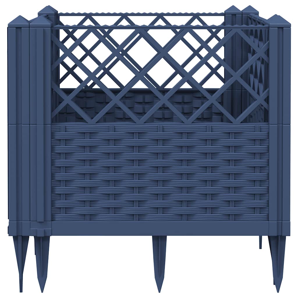 Ζαρντινιέρα με Πασσάλους Μπλε Γκρι 43,5x43,5x43,5 εκ. Πολυπροπυλένιο