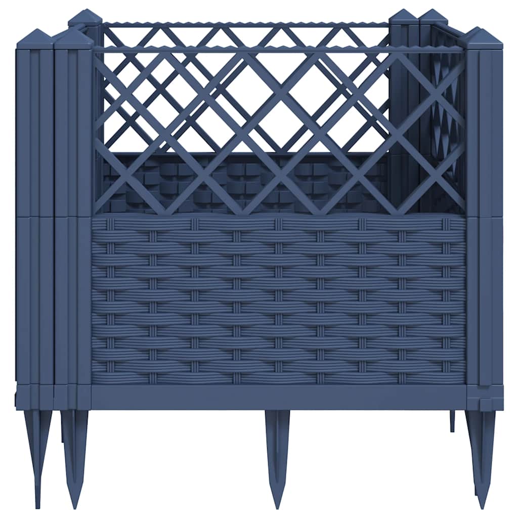 Ζαρντινιέρα με Πασσάλους Μπλε Γκρι 43,5x43,5x43,5 εκ. Πολυπροπυλένιο