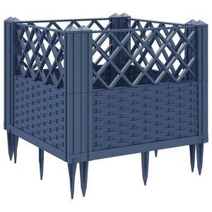 Ζαρντινιέρα με Πασσάλους Μπλε Γκρι 43,5x43,5x43,5 εκ. Πολυπροπυλένιο