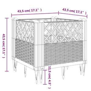 Ζαρντινιέρα με Πασσάλους Μπλε Γκρι 43,5x43,5x43,5 εκ. Πολυπροπυλένιο