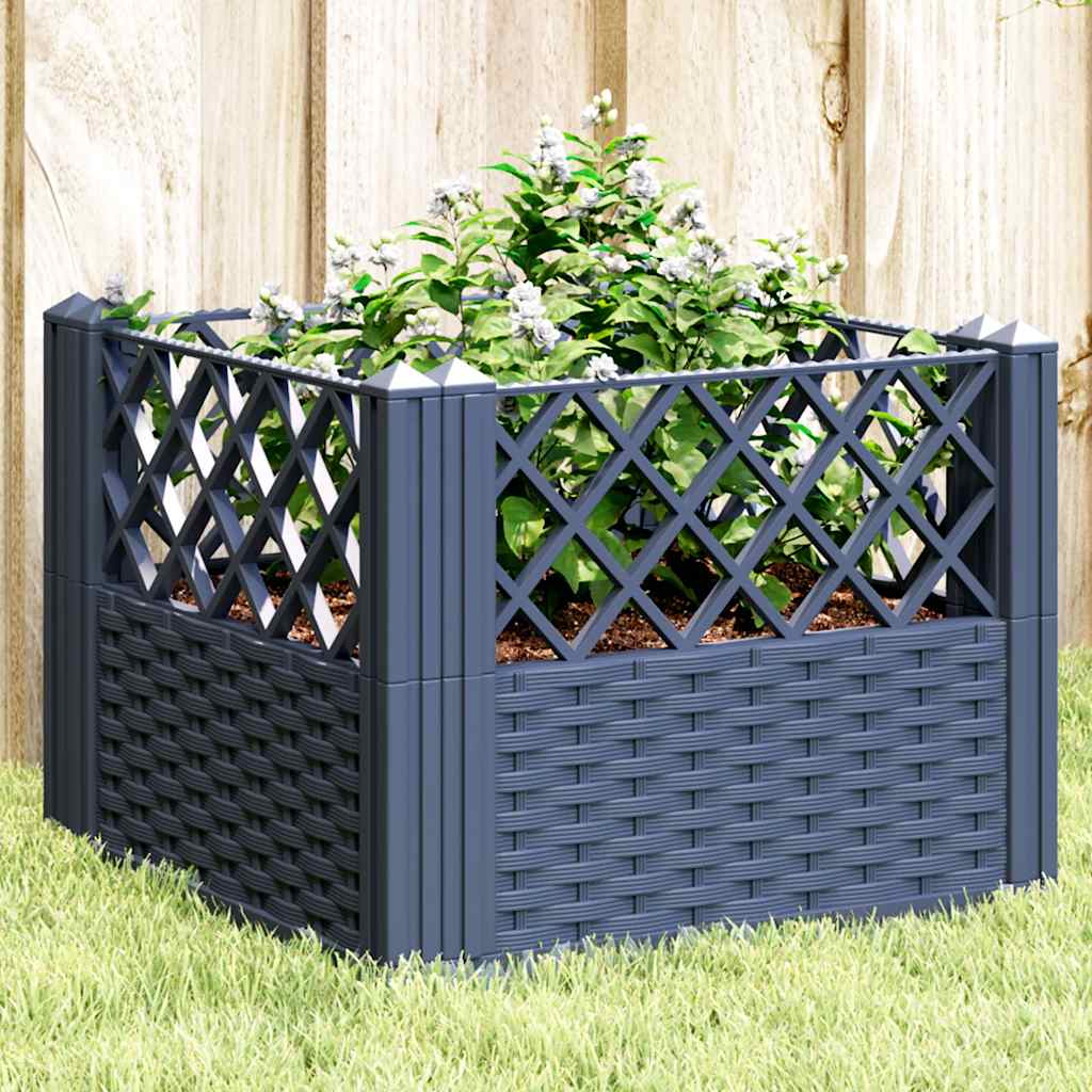 Ζαρντινιέρα με Πασσάλους Μπλε Γκρι 43,5x43,5x43,5 εκ. Πολυπροπυλένιο