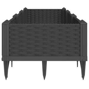 Ζαρντινιέρα με Πασσάλους Μαύρη 125x40x28,5 εκ. Πολυπροπυλένιο