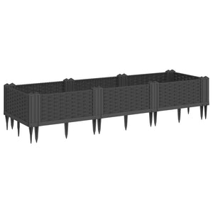 Ζαρντινιέρα με Πασσάλους Μαύρη 125x40x28,5 εκ. Πολυπροπυλένιο