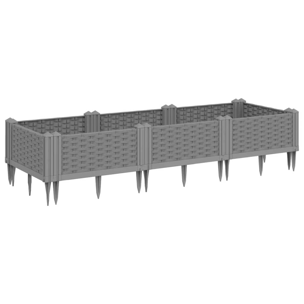 Ζαρντινιέρα με Πασσάλους Αν.Γκρι 125x40x28,5 εκ Πολυπροπυλένιο