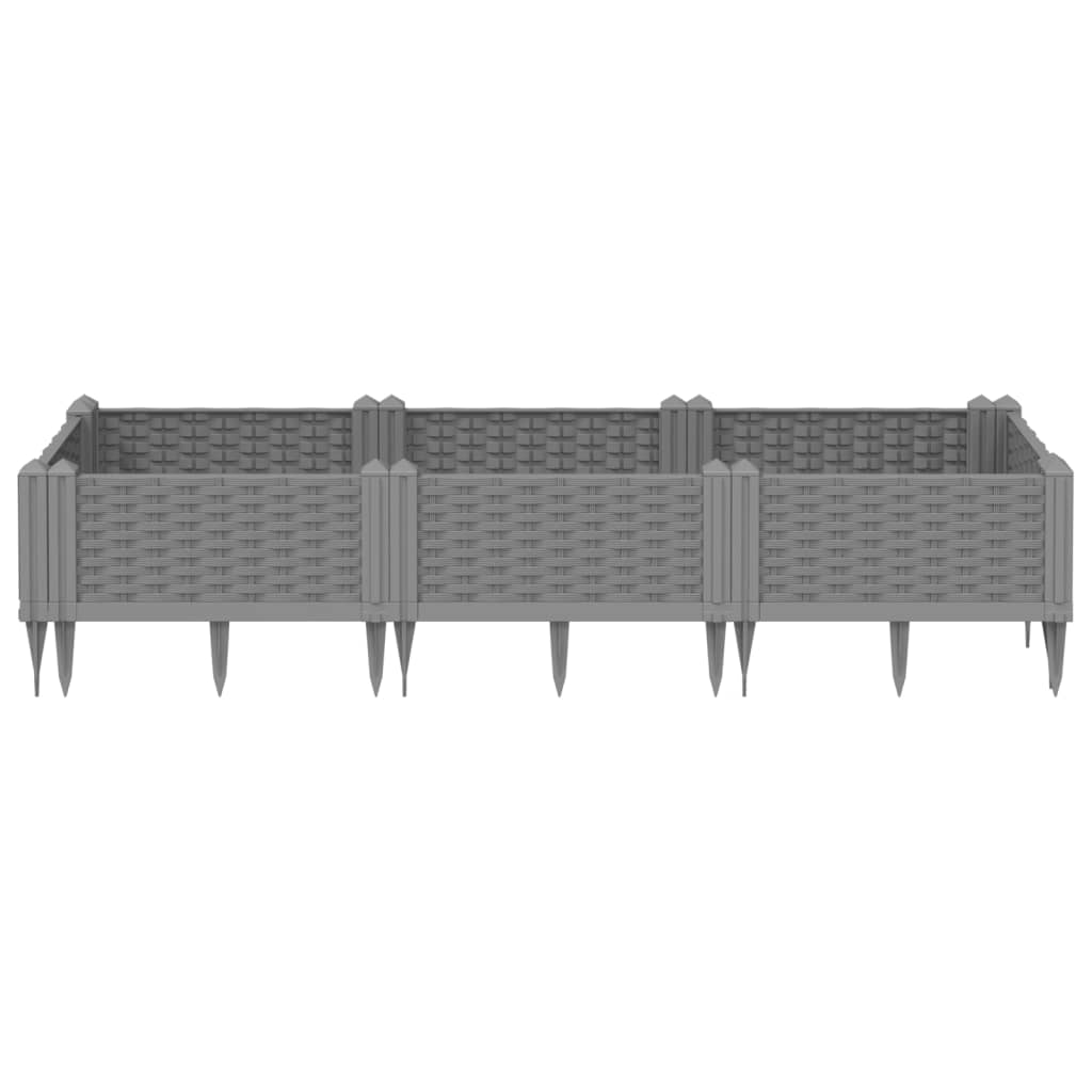 Ζαρντινιέρα με Πασσάλους Αν.Γκρι 125x40x28,5 εκ Πολυπροπυλένιο