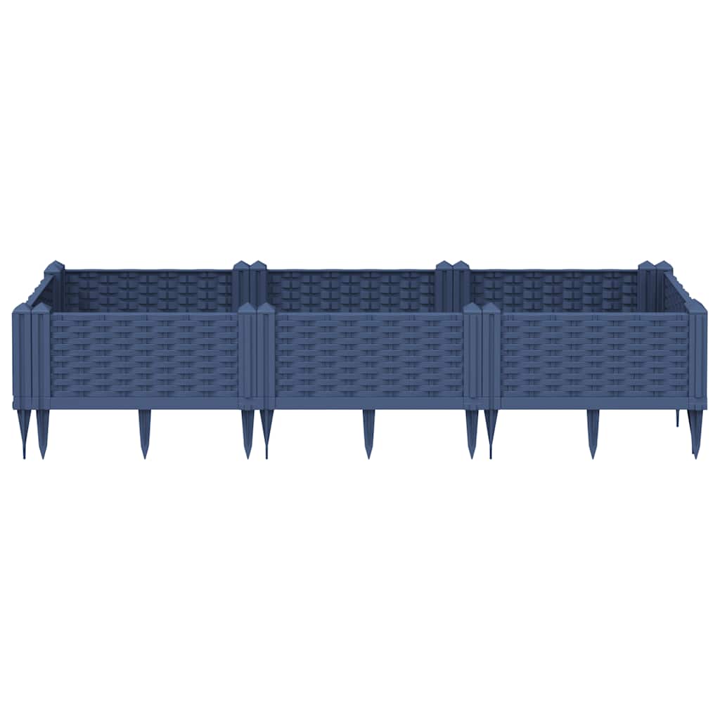 Ζαρντινιέρα με Πασσάλους Μπλε Γκρι 125x40x28,5 εκ. Πολυπροπυλένιο