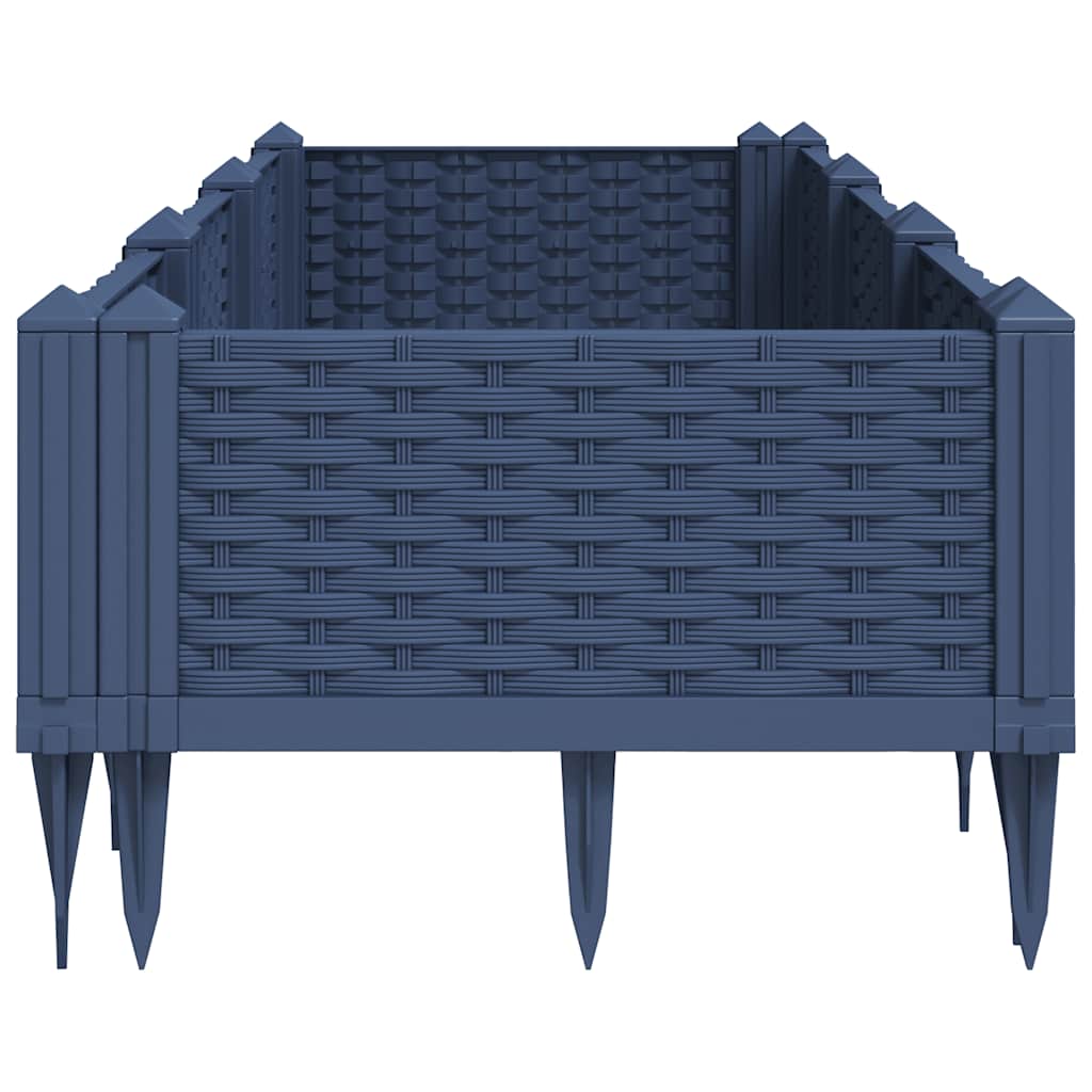 Ζαρντινιέρα με Πασσάλους Μπλε Γκρι 125x40x28,5 εκ. Πολυπροπυλένιο