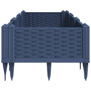 Ζαρντινιέρα με Πασσάλους Μπλε Γκρι 125x40x28,5 εκ. Πολυπροπυλένιο