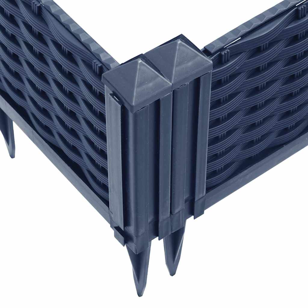 Ζαρντινιέρα με Πασσάλους Μπλε Γκρι 125x40x28,5 εκ. Πολυπροπυλένιο