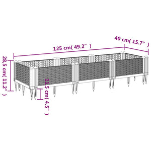 Ζαρντινιέρα με Πασσάλους Μπλε Γκρι 125x40x28,5 εκ. Πολυπροπυλένιο