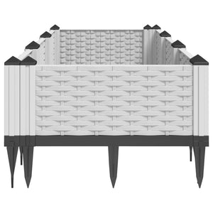 Ζαρντινιέρα με Πασσάλους Λευκή 125x40x28,5 εκ. Πολυπροπυλένιο