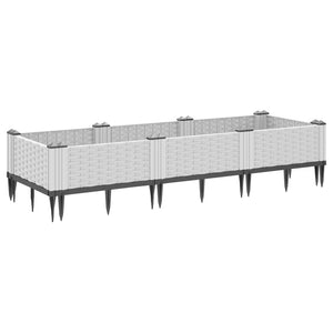 Ζαρντινιέρα με Πασσάλους Λευκή 125x40x28,5 εκ. Πολυπροπυλένιο