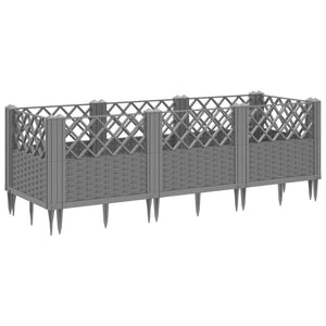 Ζαρντινιέρα με Πασσάλους Γκρι 123,5x43,5x43,5εκ. Πολυπροπυλένιο