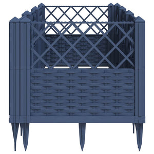 Ζαρντινιέρα με Πασσάλους Μπλε Γκρι 123,5x43,5x43,5εκ. Πολυπροπυλένιο