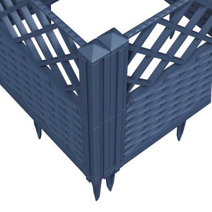 Ζαρντινιέρα με Πασσάλους Μπλε Γκρι 123,5x43,5x43,5εκ. Πολυπροπυλένιο