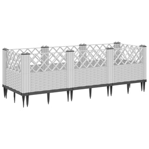 Ζαρντινιέρα με Πασσάλους Λευκή 123,5x43,5x43,5εκ Πολυπροπυλένιο