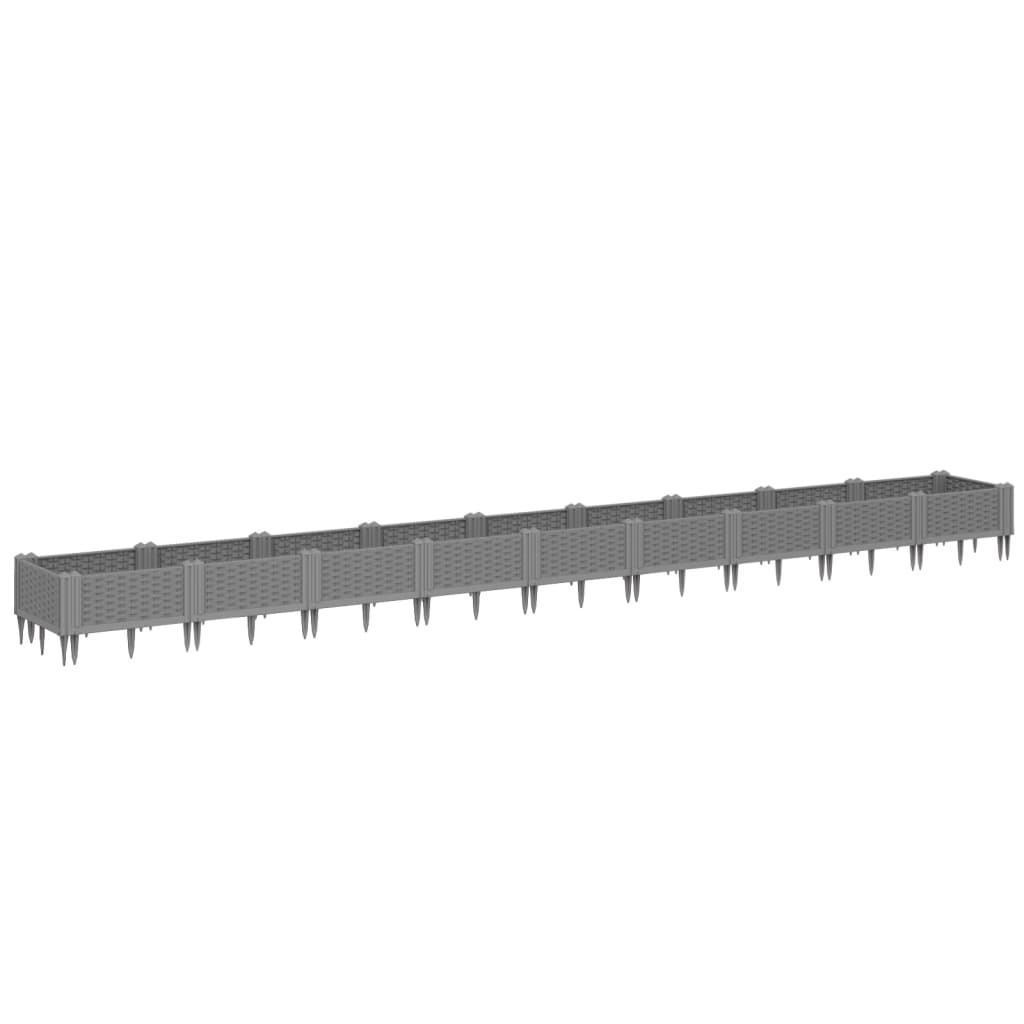 Ζαρντινιέρα με Πασσάλους Γκρι 123,5x43,5x43,5εκ. Πολυπροπυλένιο